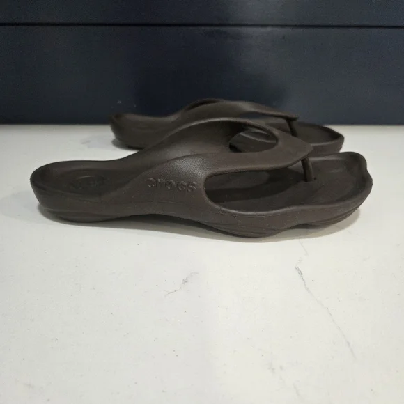 Crocs ABF Flip Flops Woman Espresso Comfort Deluxe Thong Size 7 - Picture 2 of 9